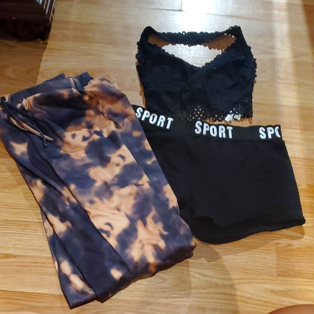 Bralette,sweats and shorts from SHEIN